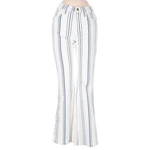 Frame Denim Le High Flare in White with Blue Stripes- size 26